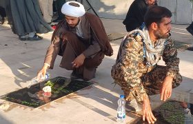 مراسم غبارروبی و عطرافشانی گلزار شهدای شهرستان بندرلنگه برگزار شد